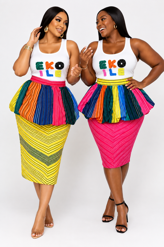 Morire Aso Oke Peplum Skirt